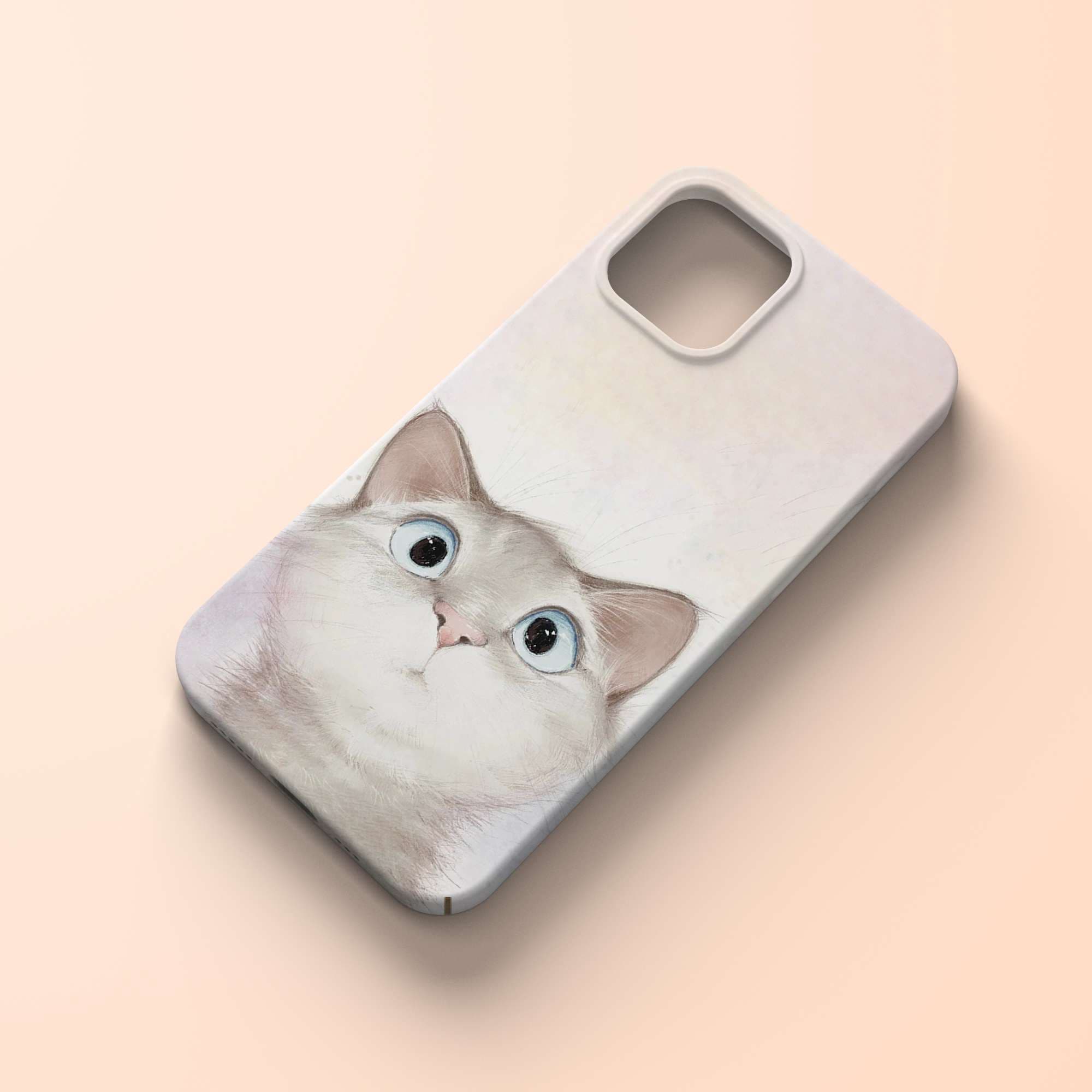 手帳型スマホケース  のぞき見する子猫のスマホケース