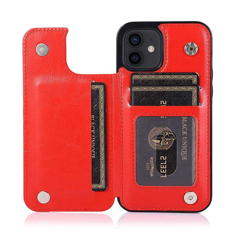 手帳型スマホケース  多機能カード収納付き革製手帳型iPhoneケース