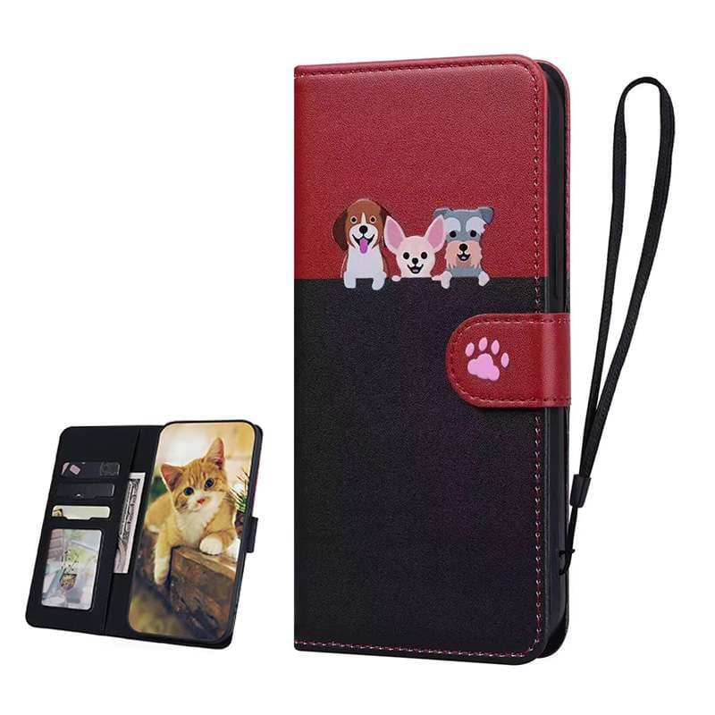 手帳型スマホケース  猫デザイン手帳型ピクセルスマホケース