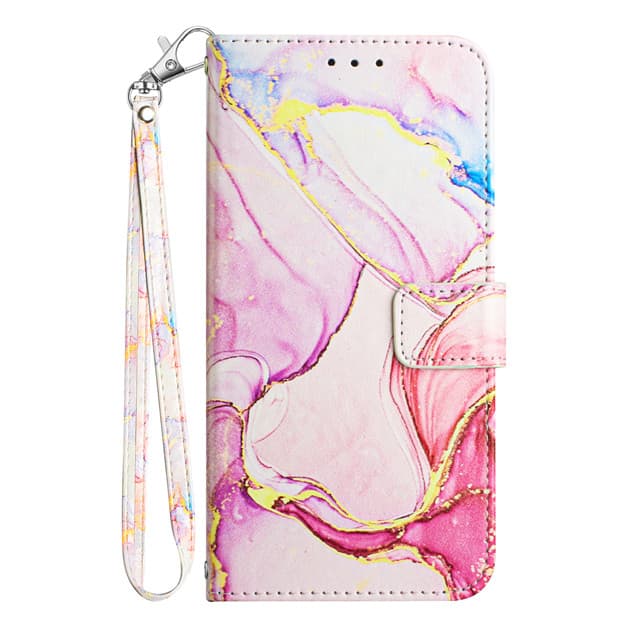 マーブル模様カラフル手帳型スマホケース