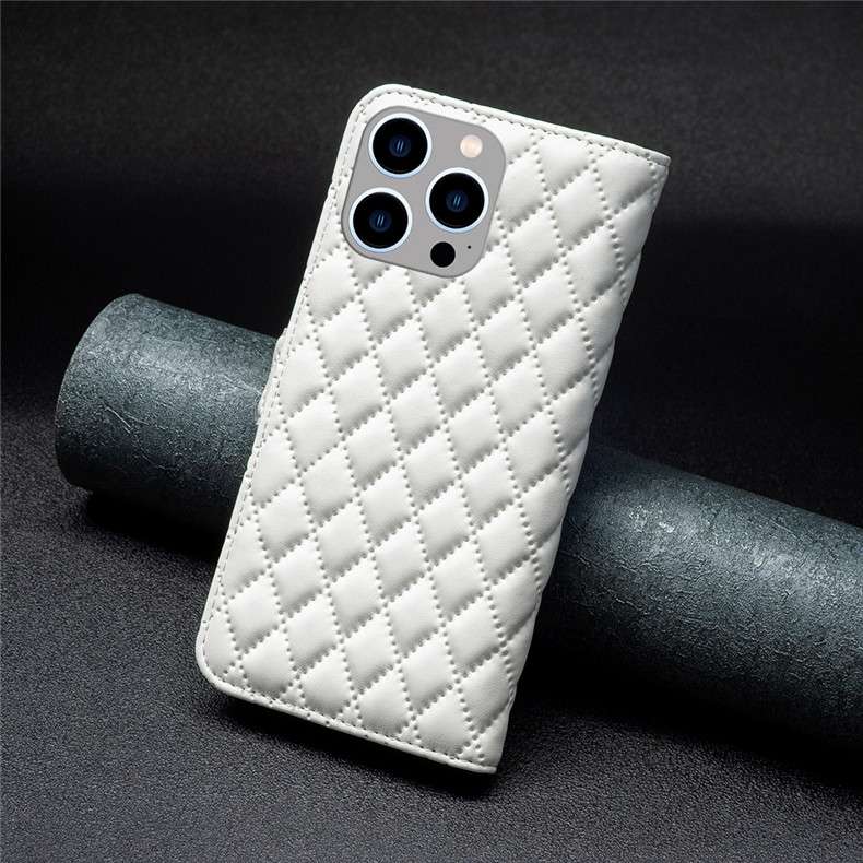 手帳型スマホケース  キルティングレザー調フリップiPhoneケース