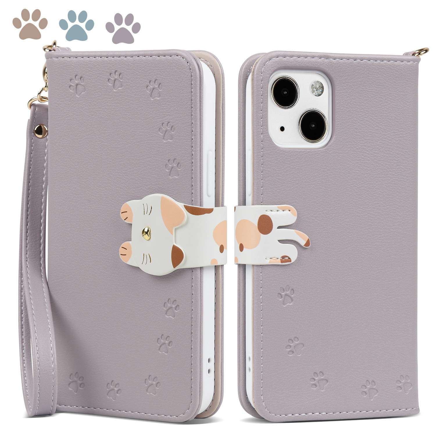 手帳型スマホケース  猫デザイン 肉球柄 手帳型アイフォンケース