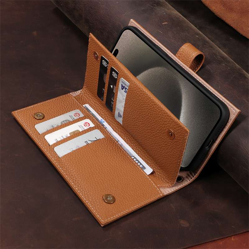 手帳型スマホケース  多機能レザー調カード収納付きiPhoneケース