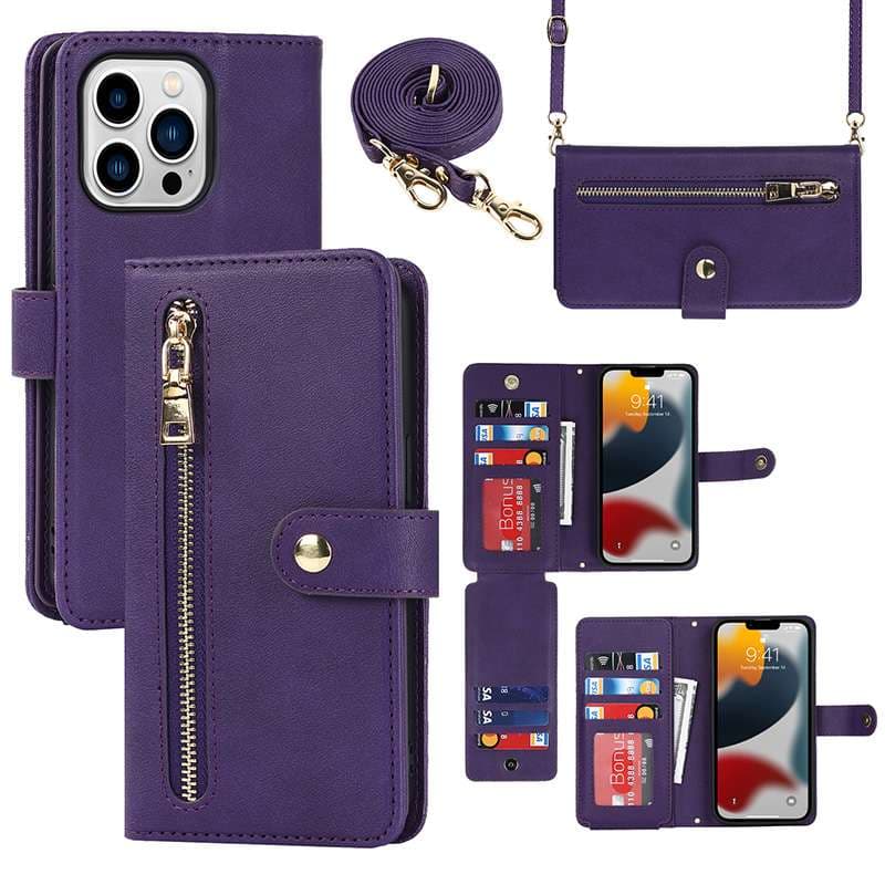手帳型スマホケース  多機能ジッパー付き手帳型iPhoneケース