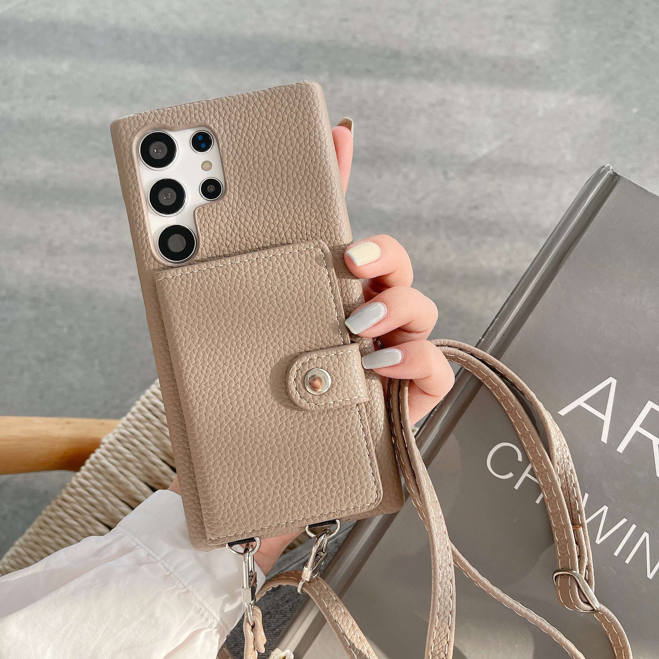 手帳型スマホケース  多機能レザー調ウォレットケース for Galaxy
