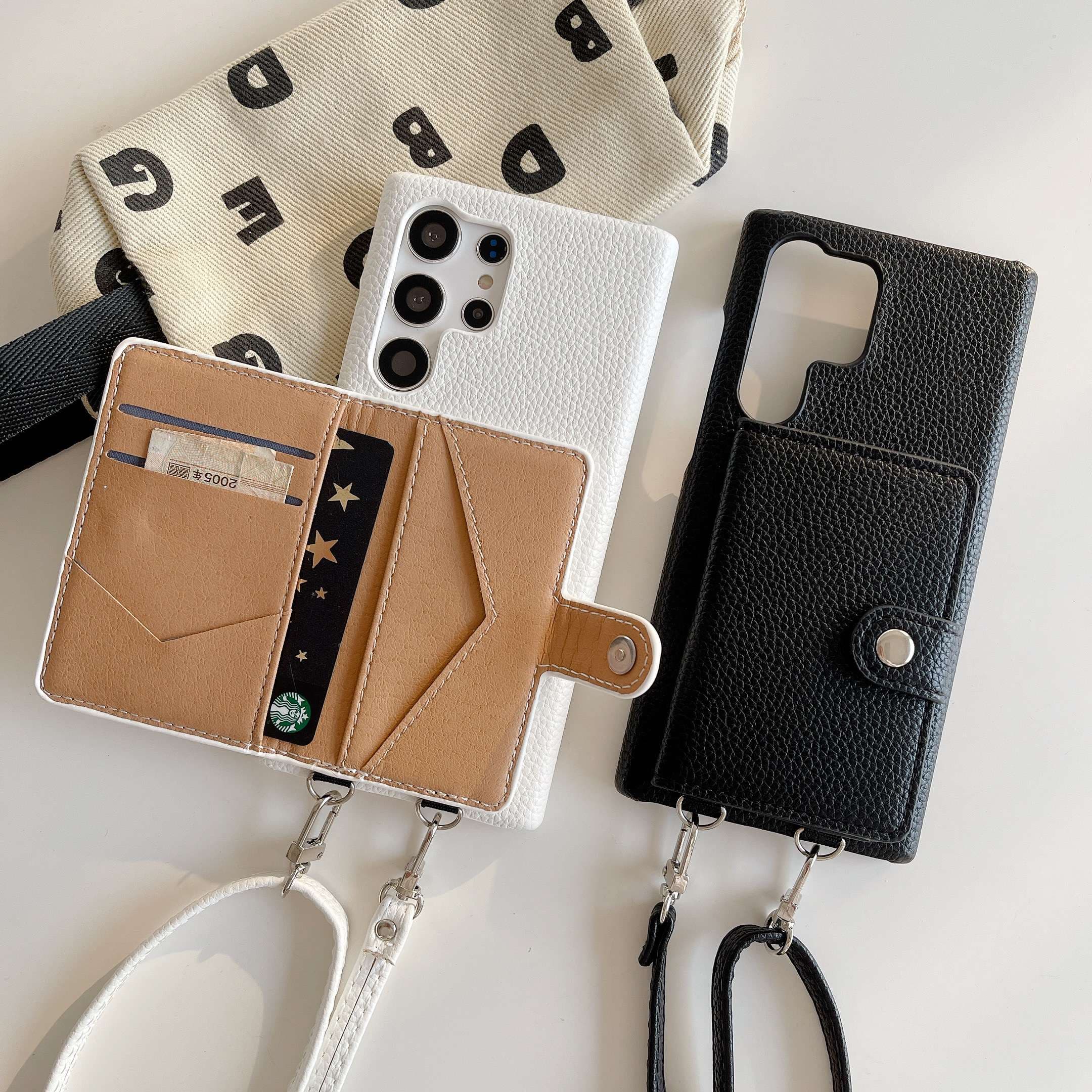 手帳型スマホケース  多機能レザー調ウォレットケース for Galaxy
