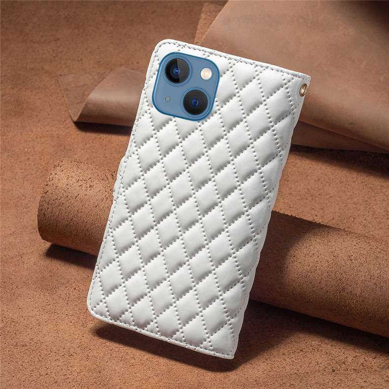 手帳型スマホケース  キルティングレザー調マルチカラー手帳型iPhoneケース