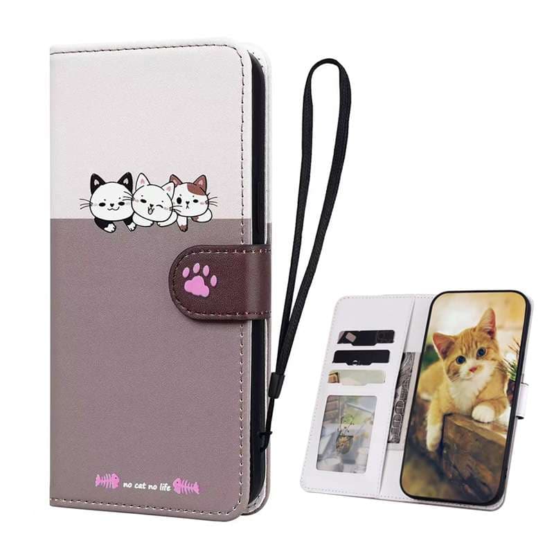 手帳型スマホケース  猫デザイン手帳型ピクセルスマホケース