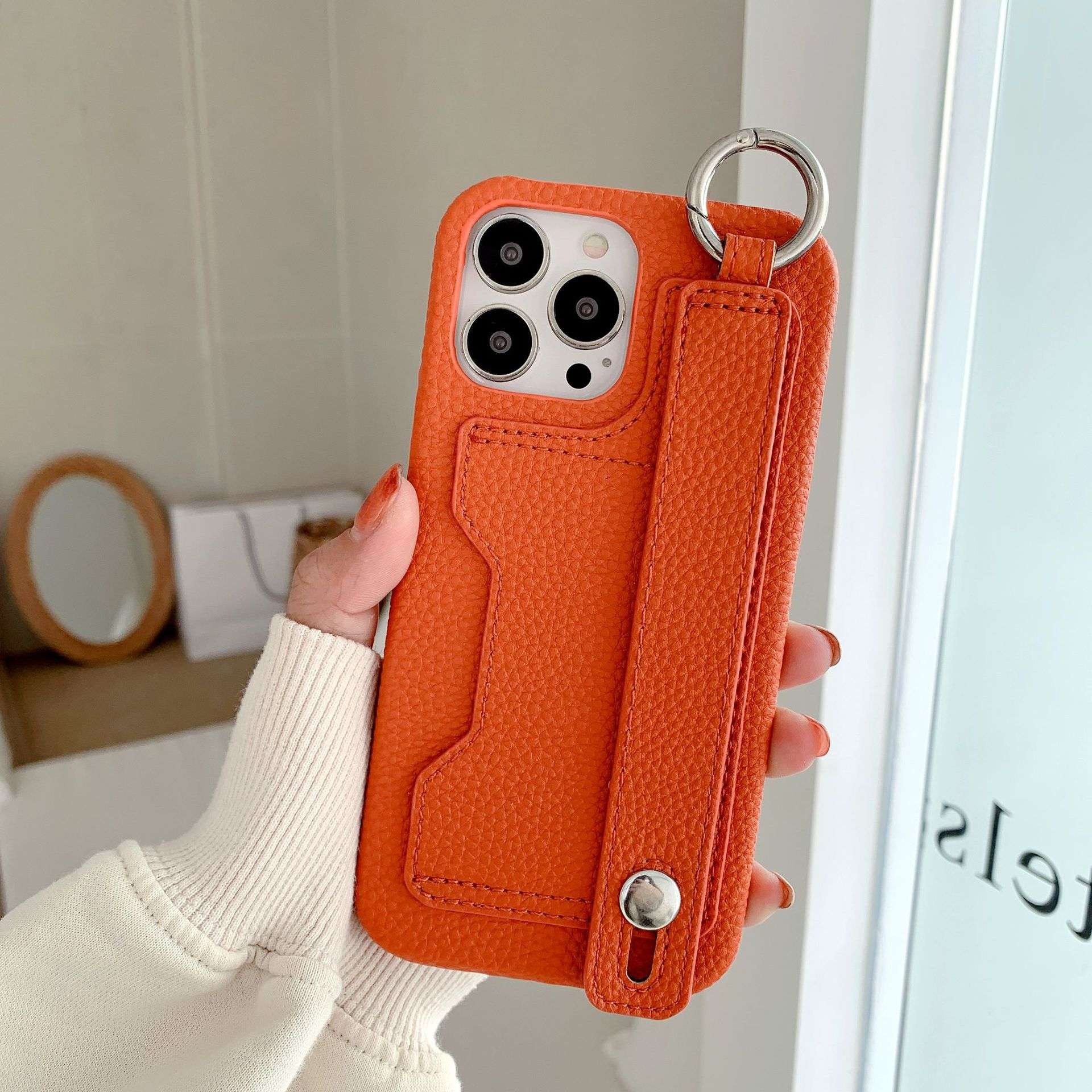 手帳型スマホケース  高級感あふれる多機能レザー風ケース