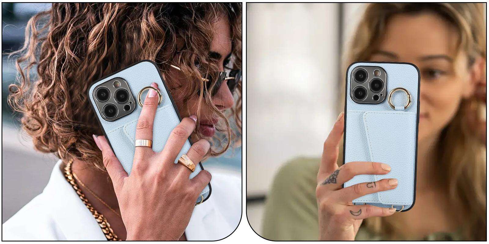 手帳型スマホケース  多機能ストラップ付き財布型スマホケース