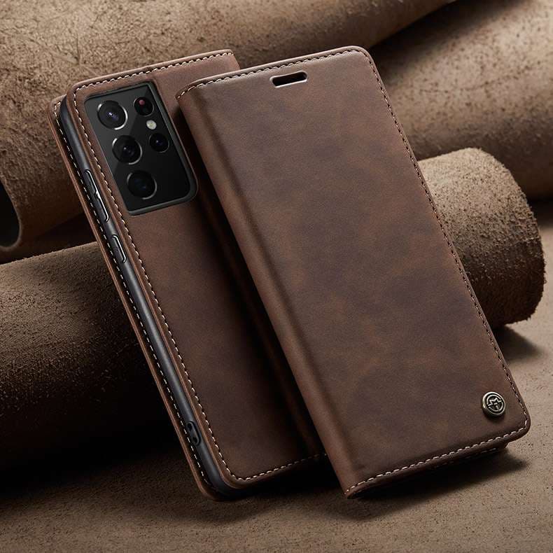 手帳型スマホケース  Galaxy高級レザー手帳型ケース