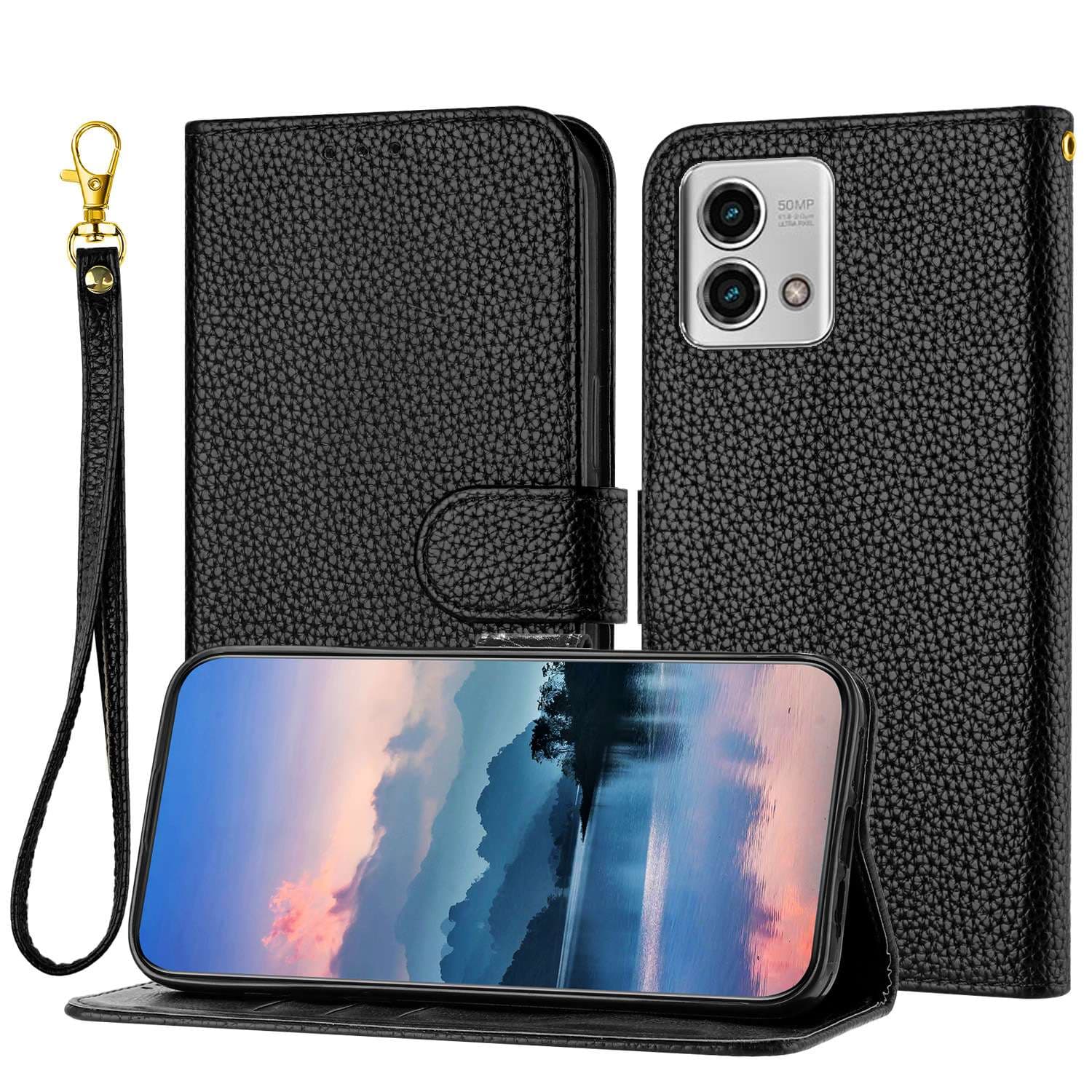 Huawei用 レザー調手帳型スマホケース