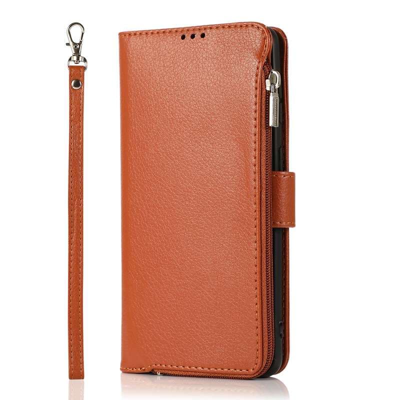 手帳型スマホケース  iPhone用 多機能ジッパー付き手帳型ケース