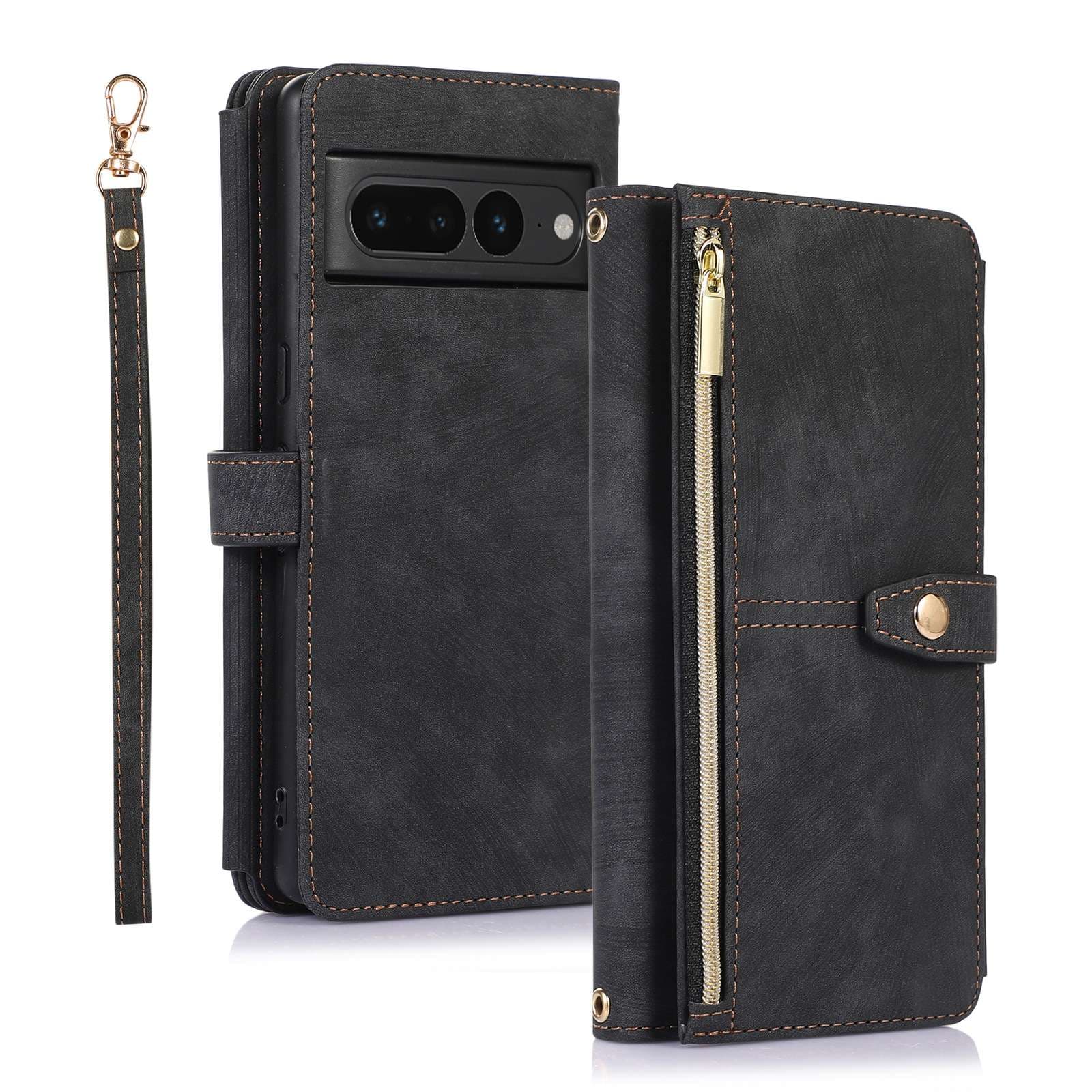 手帳型スマホケース  ゴールド金具付き多機能手帳型ピクセルケース