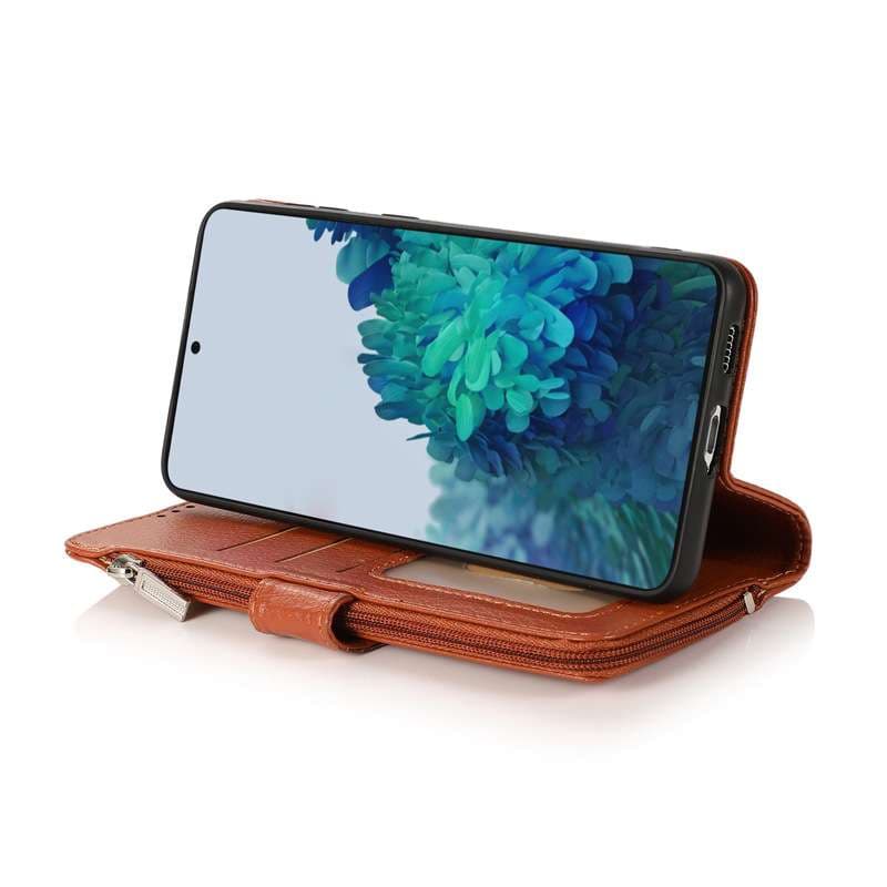 手帳型スマホケース  iPhone用 多機能ジッパー付き手帳型ケース