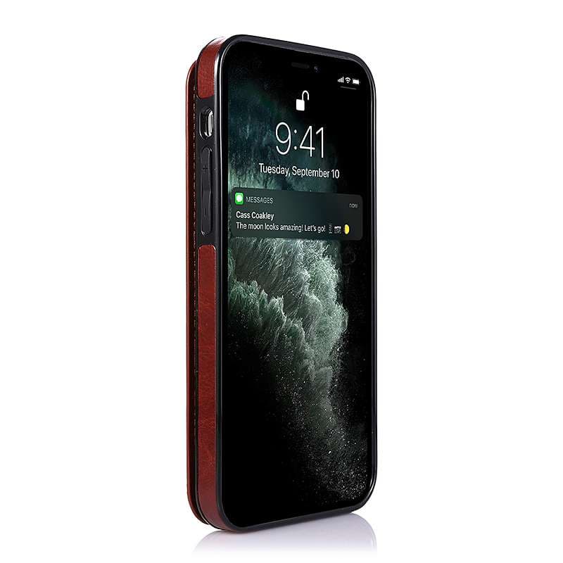 手帳型スマホケース  多機能カード収納付き革製手帳型iPhoneケース