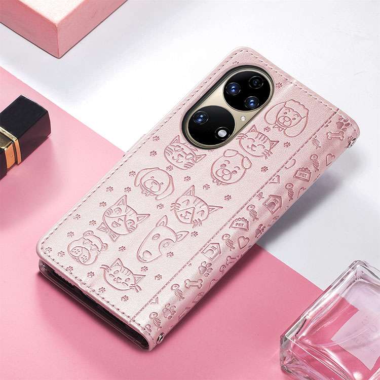 ペット柄レザー手帳型スマホケース