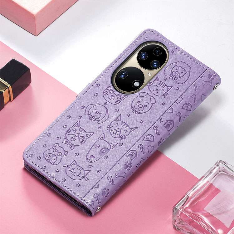 ペット柄レザー手帳型スマホケース