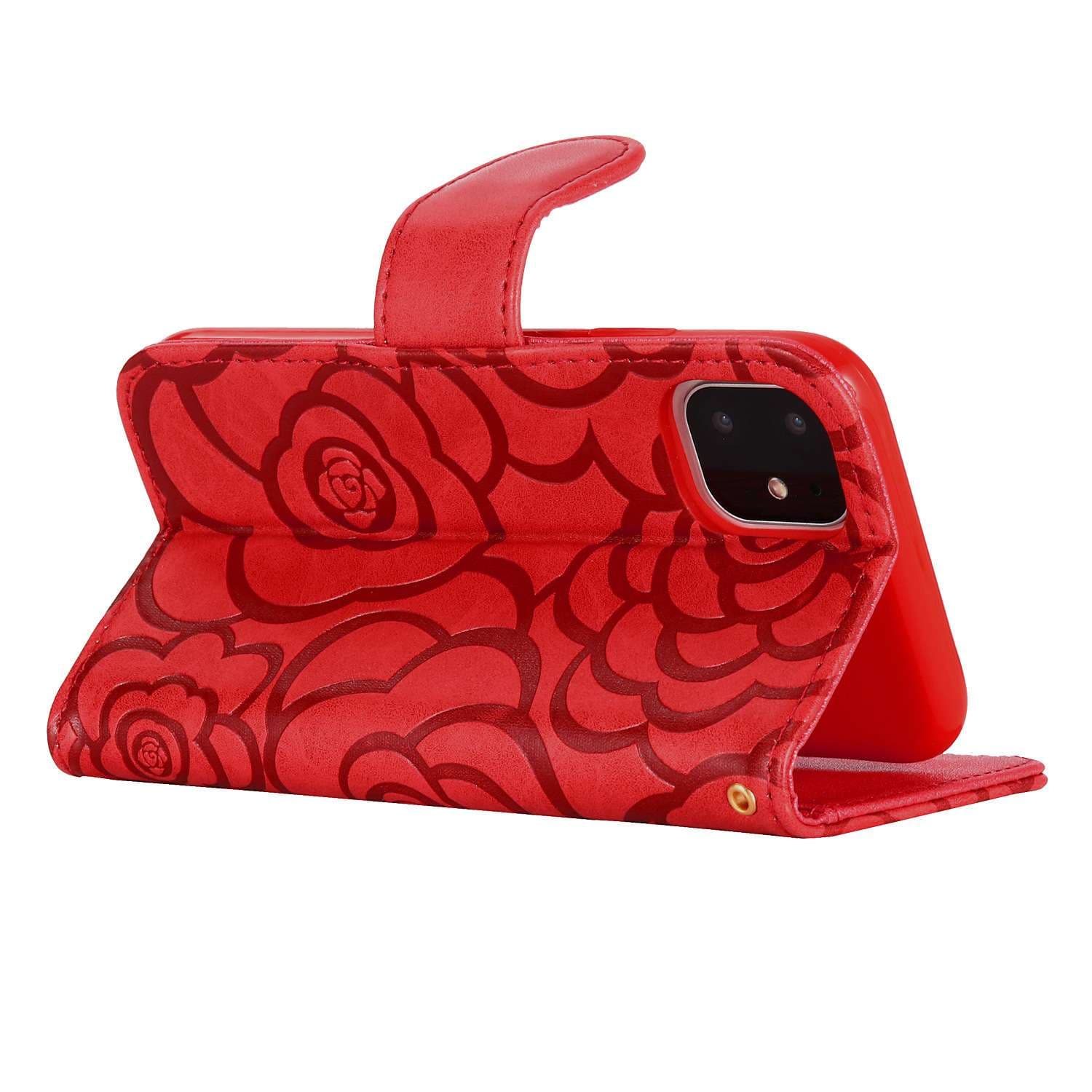 手帳型スマホケース  薔薇柄エンボス加工手帳型アイフォンケース