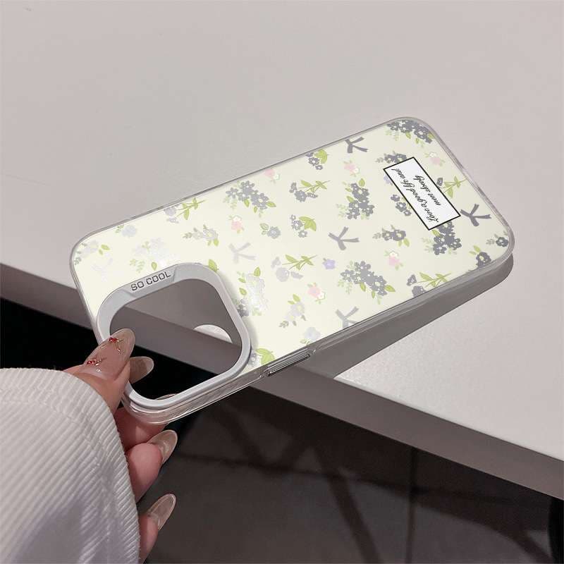 手帳型スマホケース  花柄デザイン透明ソフトケース