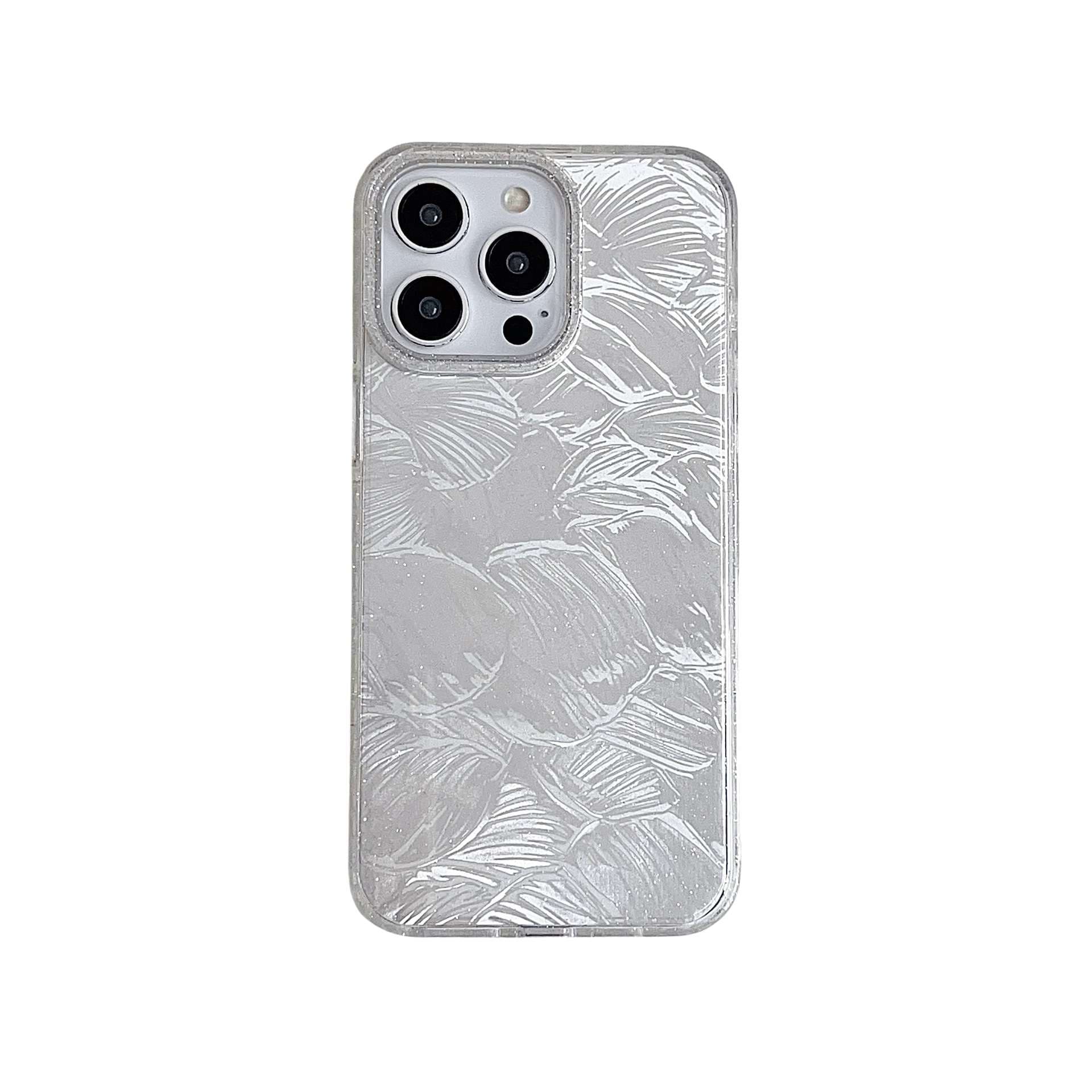 手帳型スマホケース  氷の結晶模様 透明感あふれるスマホケース