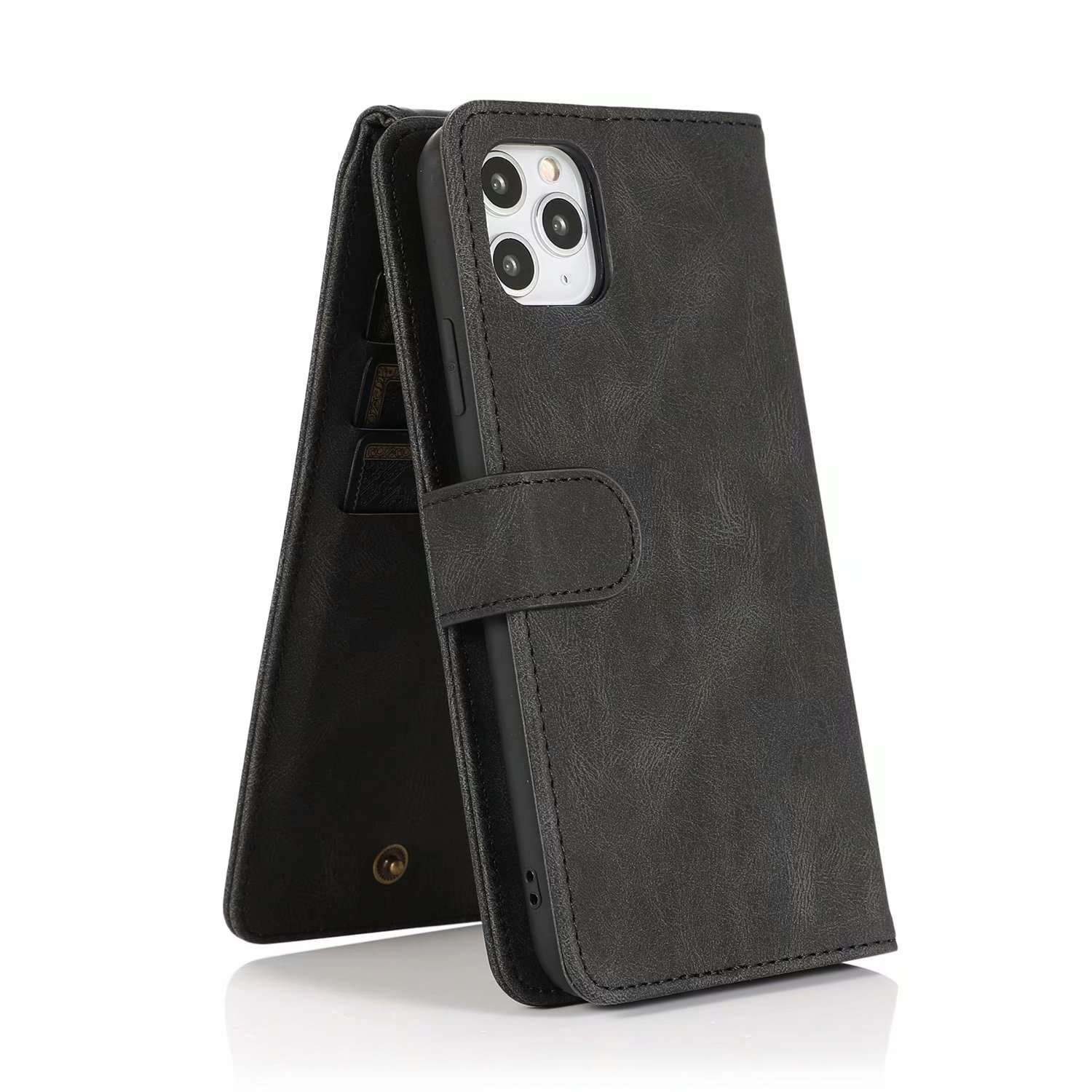手帳型スマホケース  多機能レザー調iPhoneウォレットケース