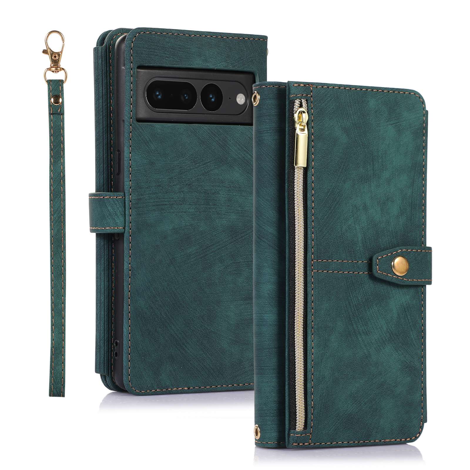 手帳型スマホケース  ゴールド金具付き多機能手帳型ピクセルケース