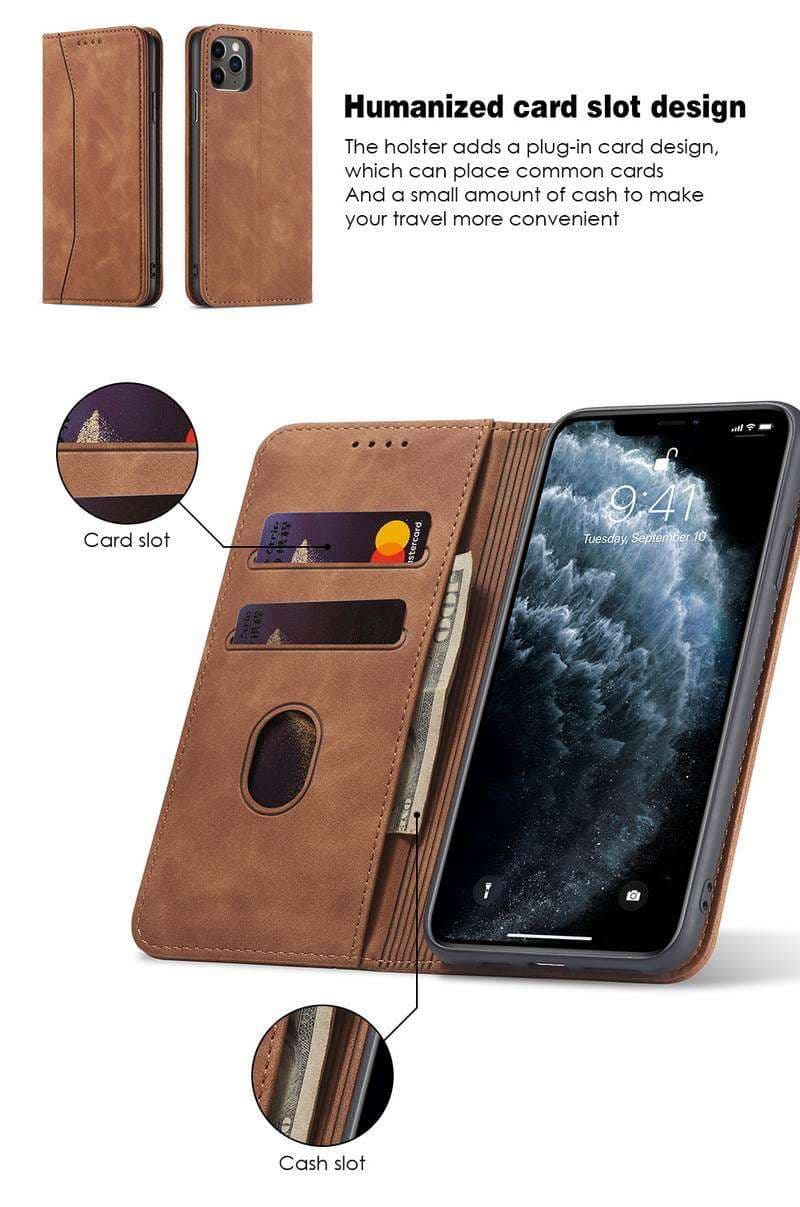 手帳型スマホケース  多機能カード収納付きiPhone手帳ケース
