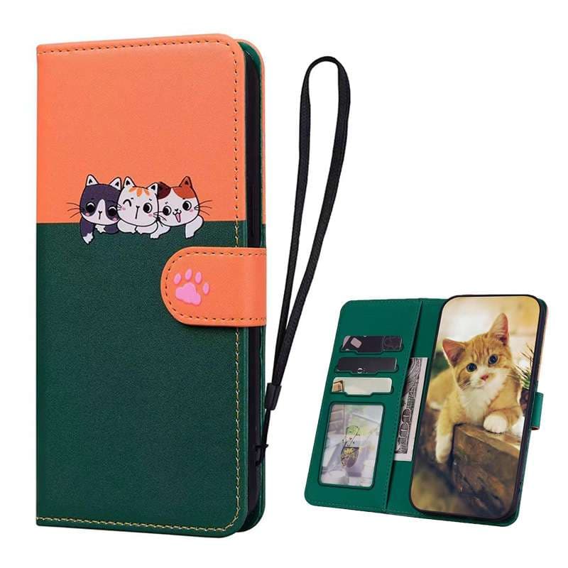 手帳型スマホケース  猫デザイン手帳型ピクセルスマホケース