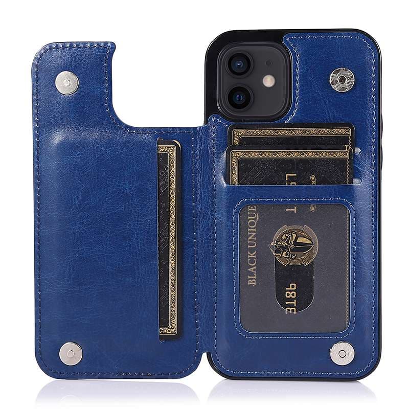 手帳型スマホケース  多機能カード収納付き革製手帳型iPhoneケース