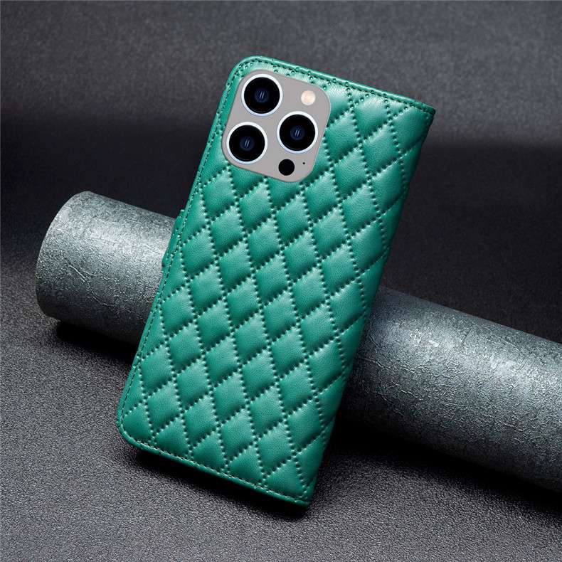 手帳型スマホケース  キルティングレザー調フリップiPhoneケース