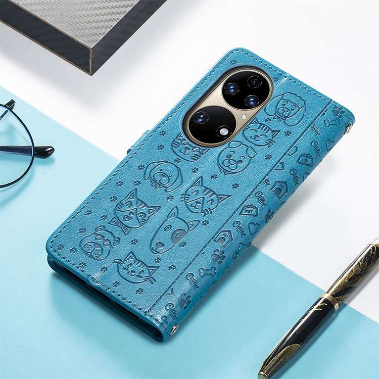 ペット柄レザー手帳型スマホケース