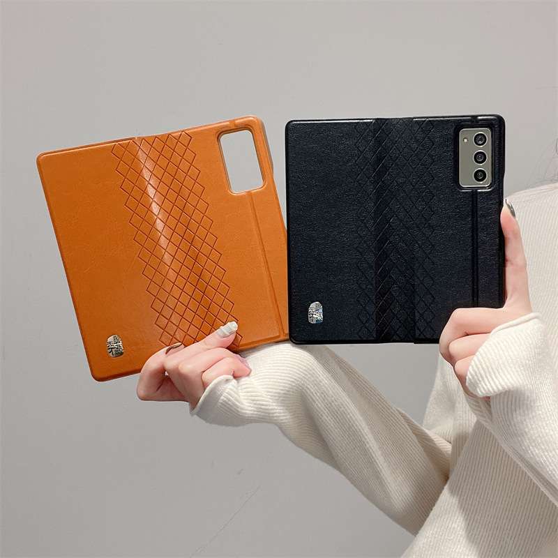 手帳型スマホケース  Galaxy高級チェック柄レザー手帳ケース