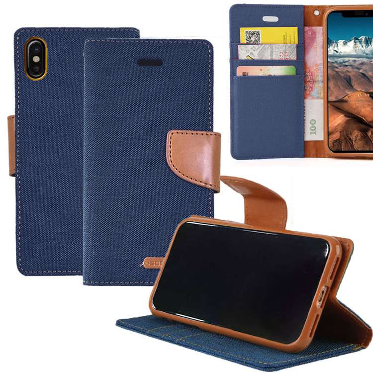 手帳型スマホケース  マルチカラー対応 高級感ある布製手帳型iPhoneケース