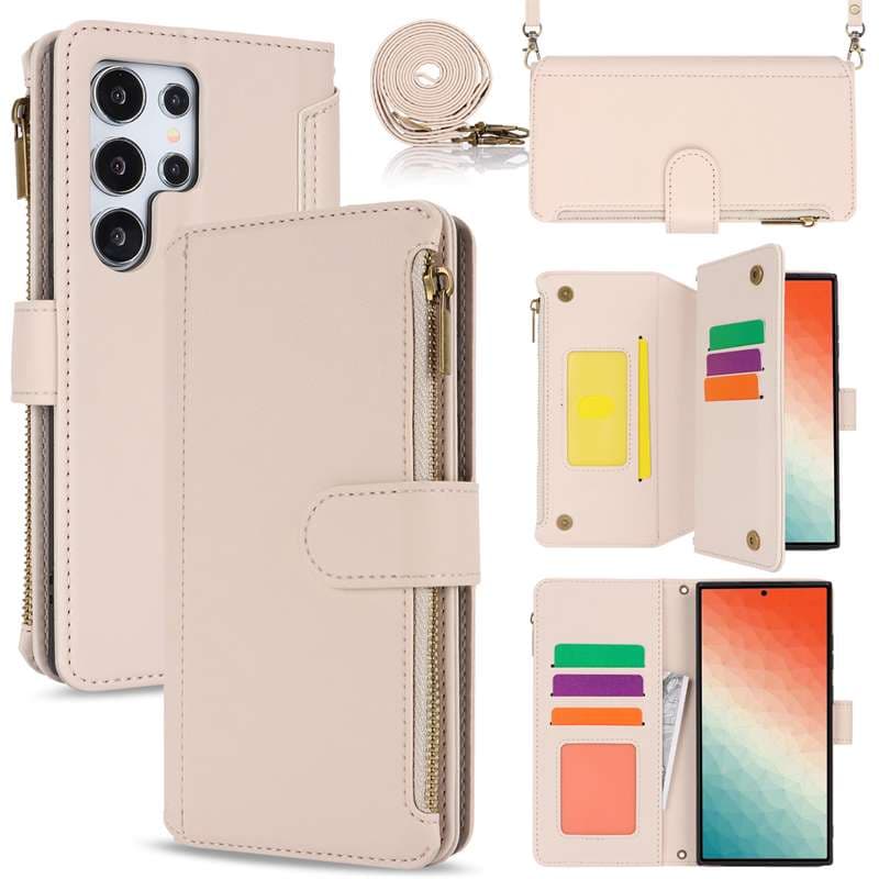 手帳型スマホケース  Galaxy多機能レザーウォレットケース