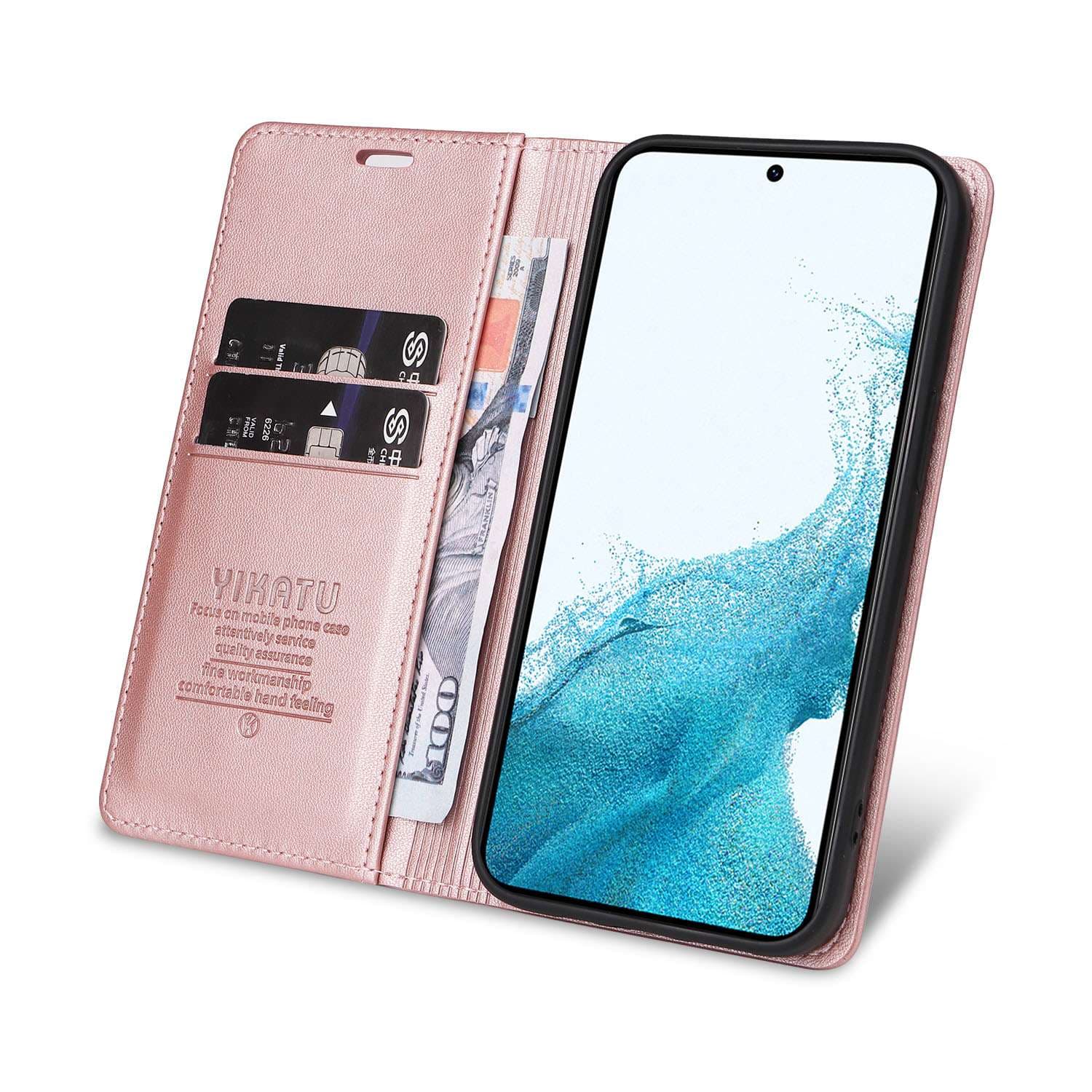 手帳型スマホケース  Galaxy用高級レザー調フォリオケース