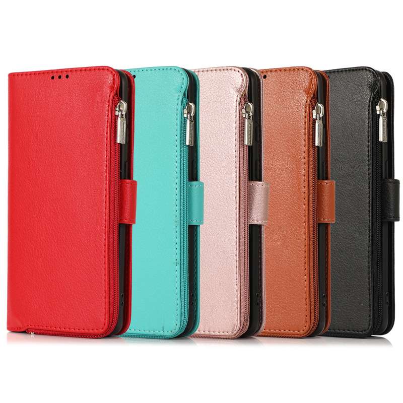 手帳型スマホケース  iPhone用 多機能ジッパー付き手帳型ケース