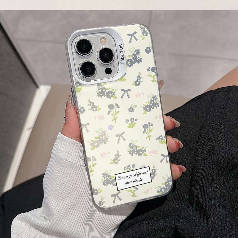 手帳型スマホケース  花柄デザイン透明ソフトケース