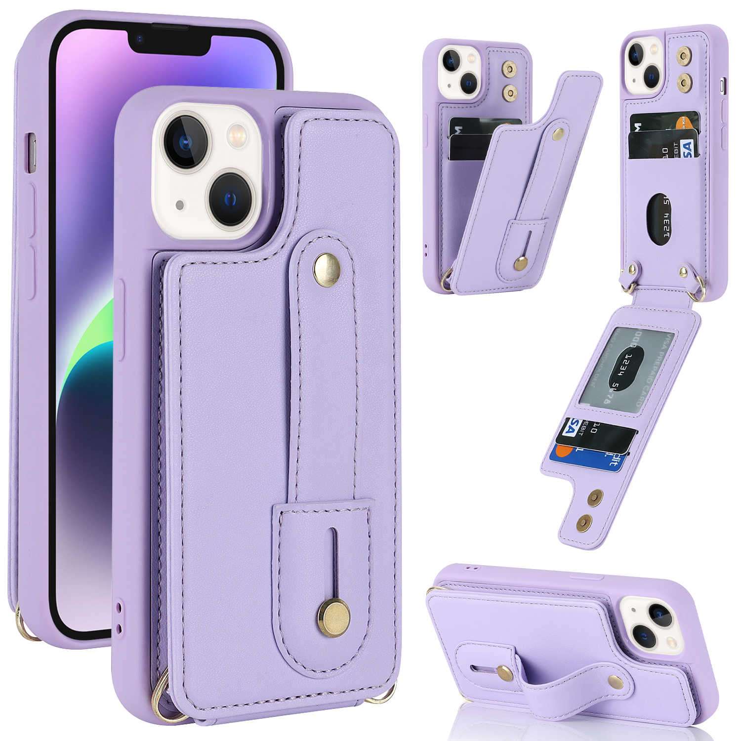 手帳型スマホケース  多機能クロスボディiPhoneケース