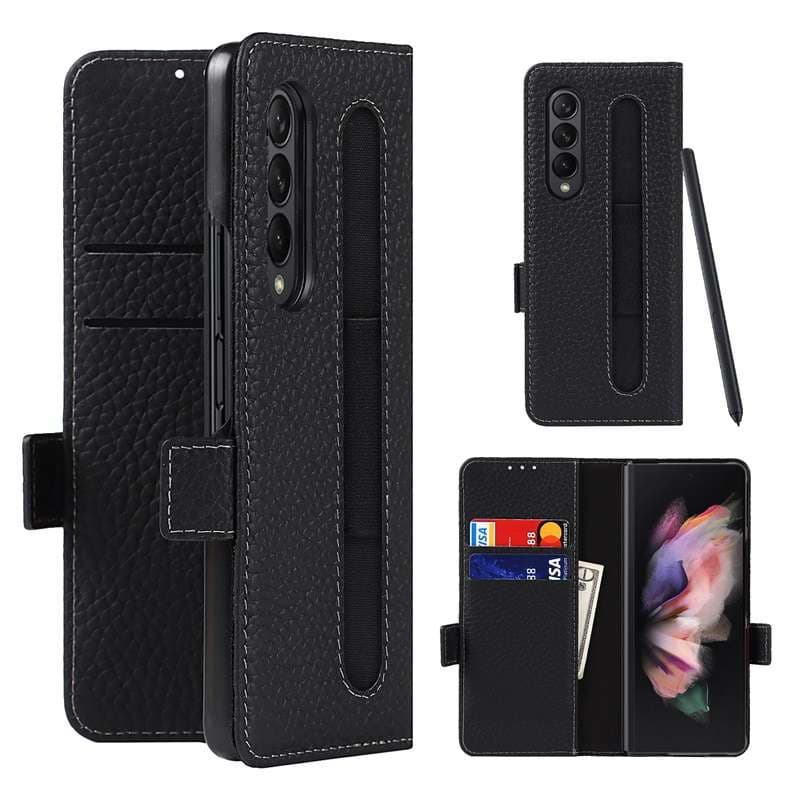 手帳型スマホケース  Galaxy用 多機能レザー手帳型ケース