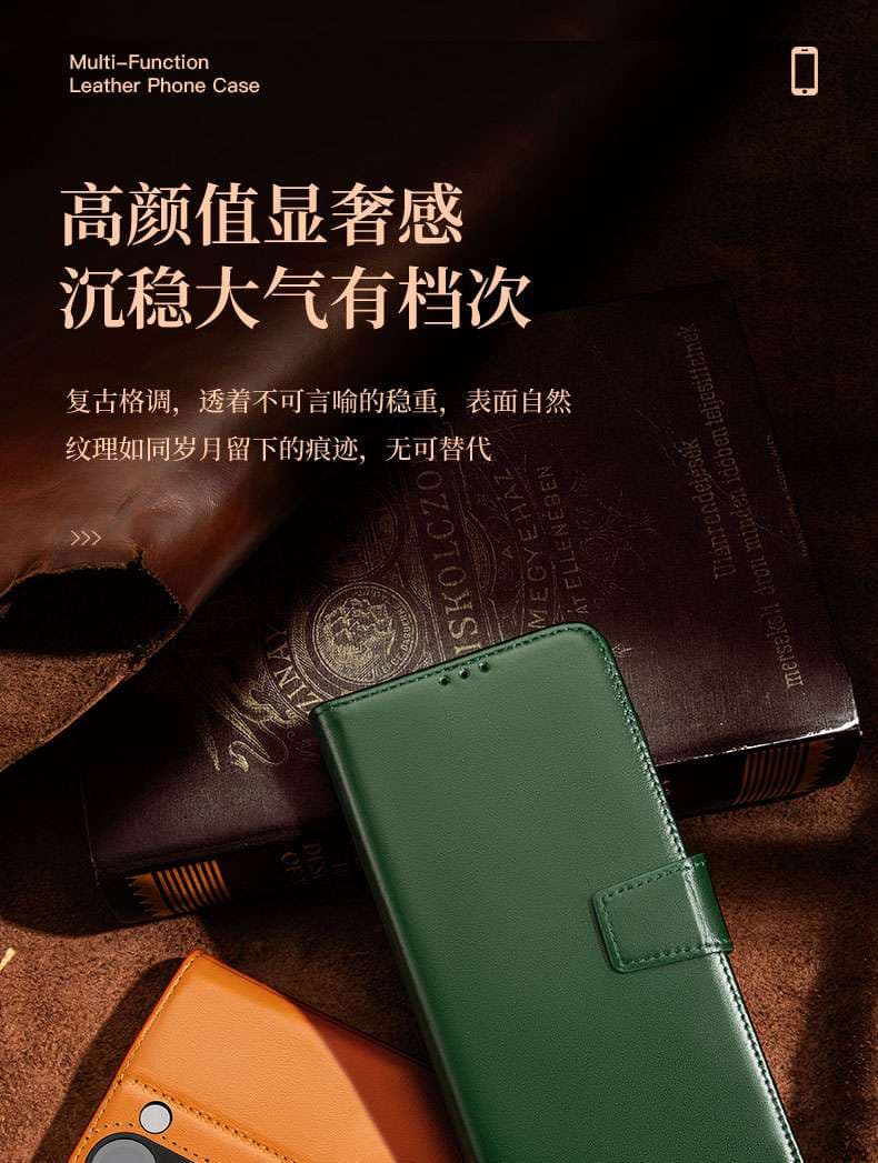 手帳型スマホケース  Galaxy用高級レザーフリップウォレットケース