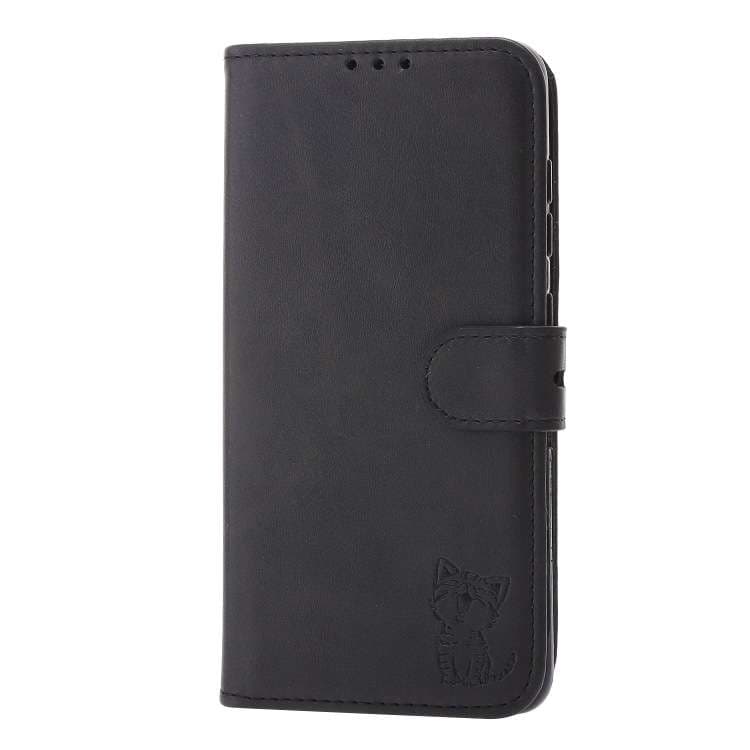 手帳型スマホケース  ギャラクシー用 猫柄型押し手帳ケース