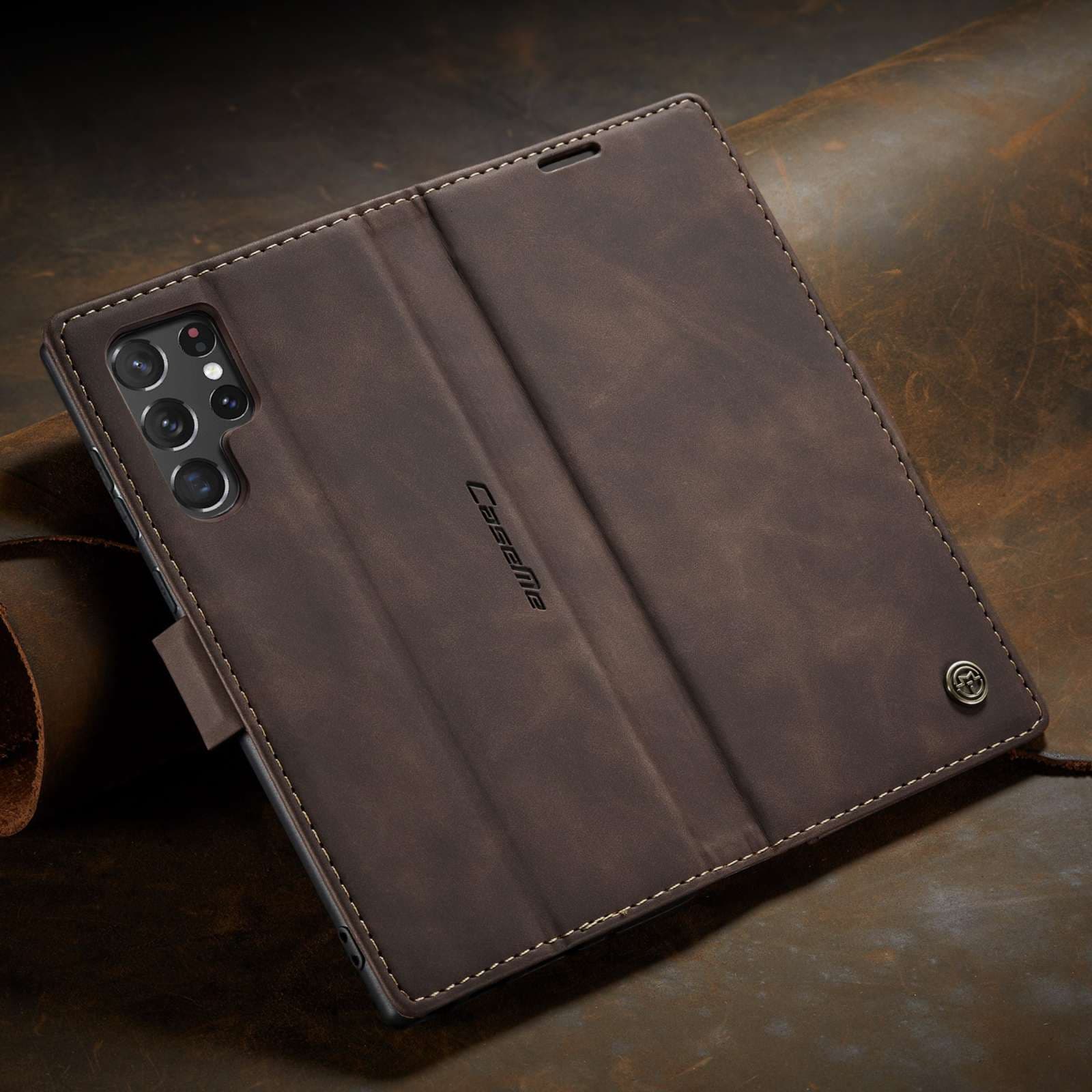 手帳型スマホケース  Galaxy高級レザー手帳型ケース