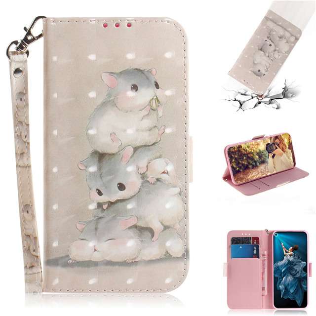 ファーウェイ用 動物アート柄 手帳型スマホケース
