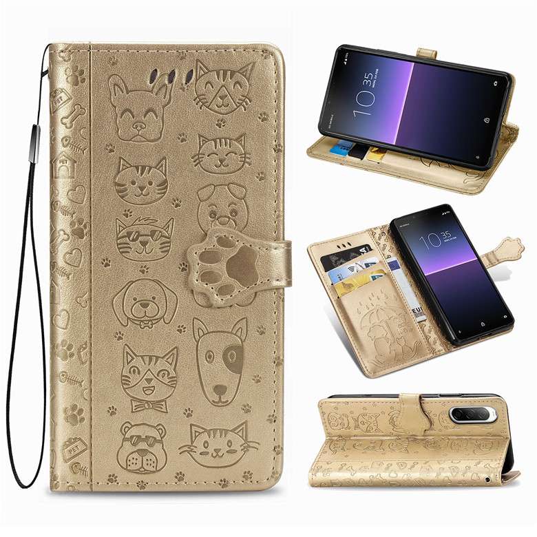 手帳型スマホケース  ペット好き必見！可愛い動物柄エンボス加工手帳型Xperiaケース