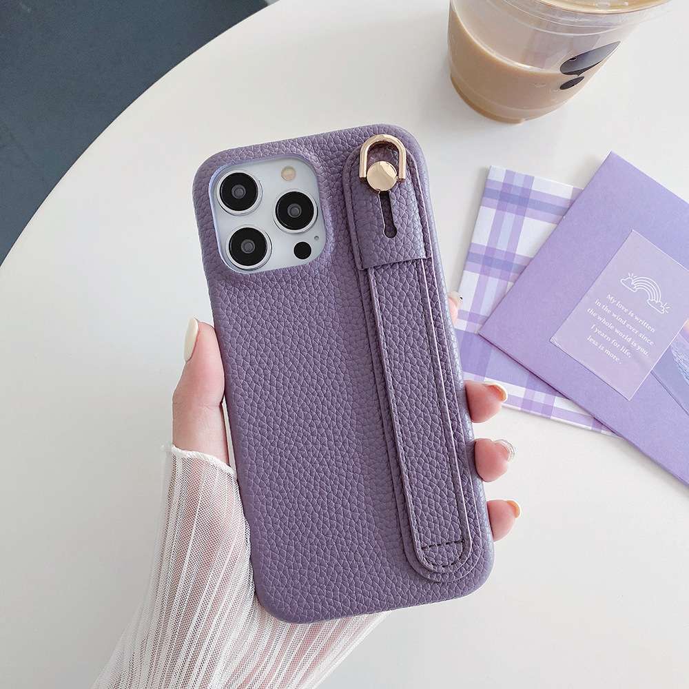 手帳型スマホケース  レザー調ハンドストラップ付きスマホケース