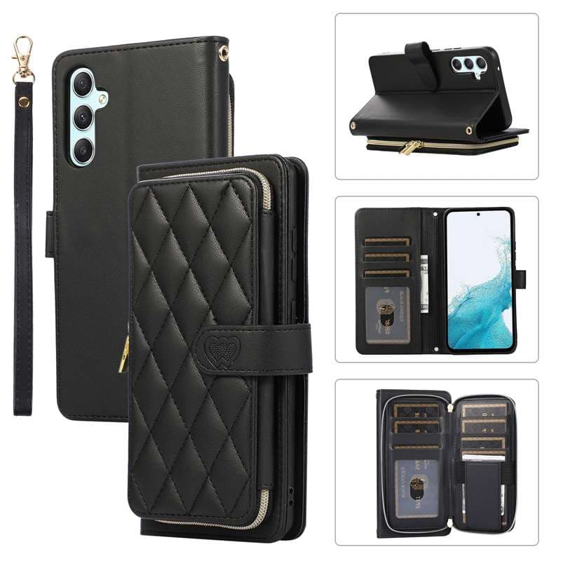 手帳型スマホケース  Galaxy多機能キルティングウォレットケース