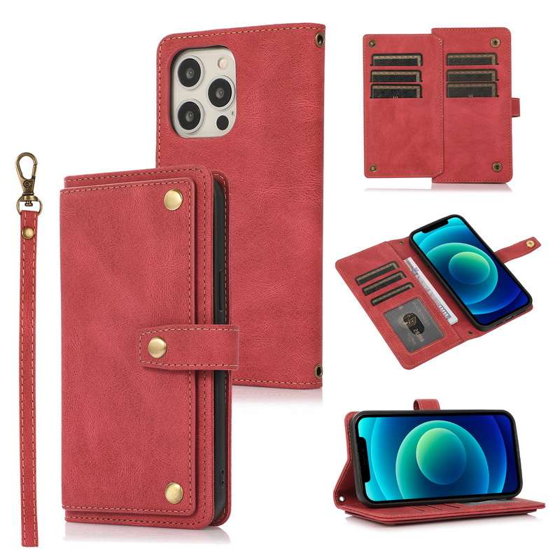 多機能レザー調手帳型スマホケース 全5色