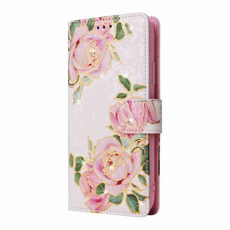 手帳型スマホケース  華やか薔薇柄 手帳型スマートフォンケース