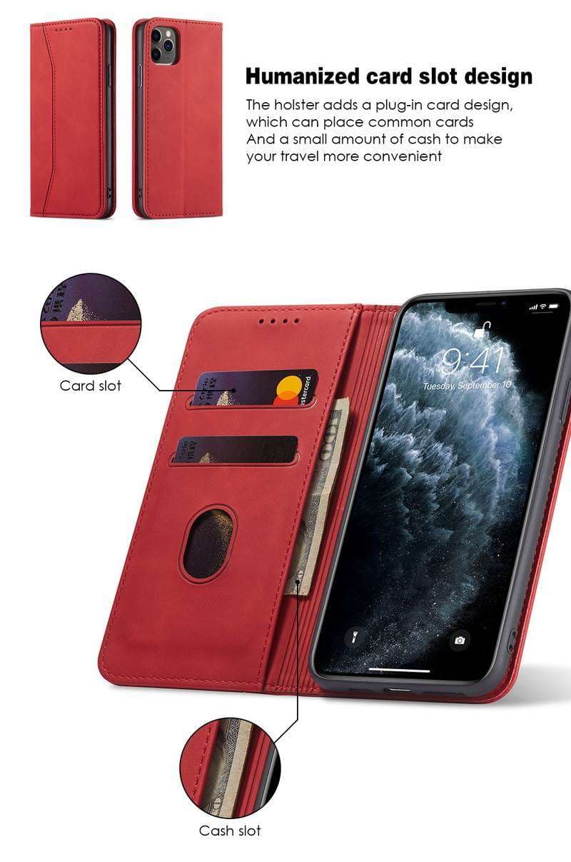 手帳型スマホケース  多機能カード収納付きiPhone手帳ケース